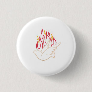 Heliga Spirit - Dove- och Flamillustration Knapp