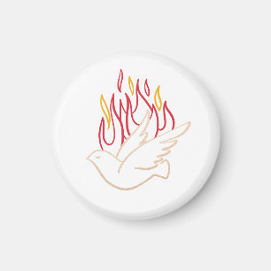 Heliga Spirit - Dove- och Flamillustration Magnet