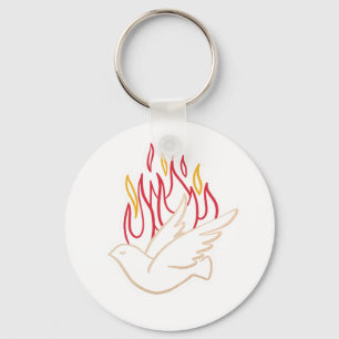 Heliga Spirit - Dove- och Flamillustration Nyckelring