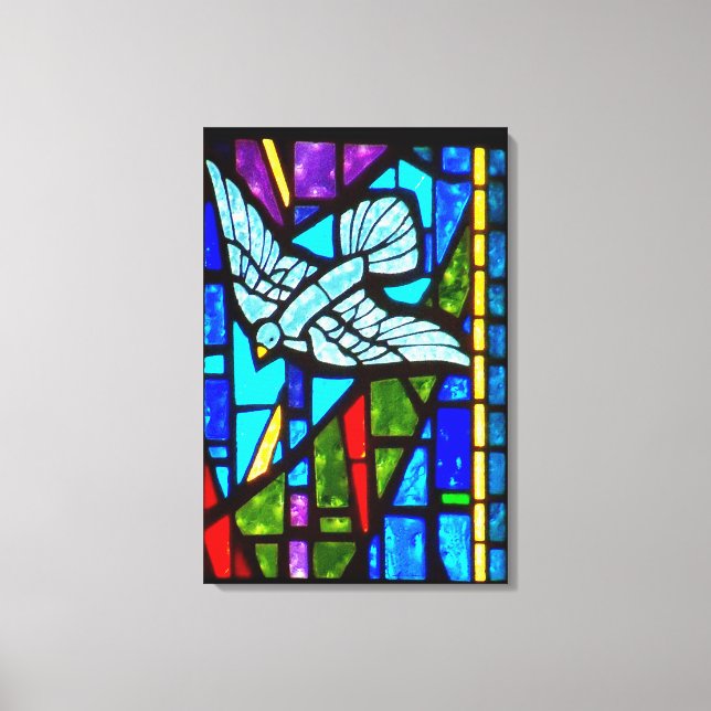 Heliga Spirit Dove Stached Glass Window Canvas Art (Framsida)
