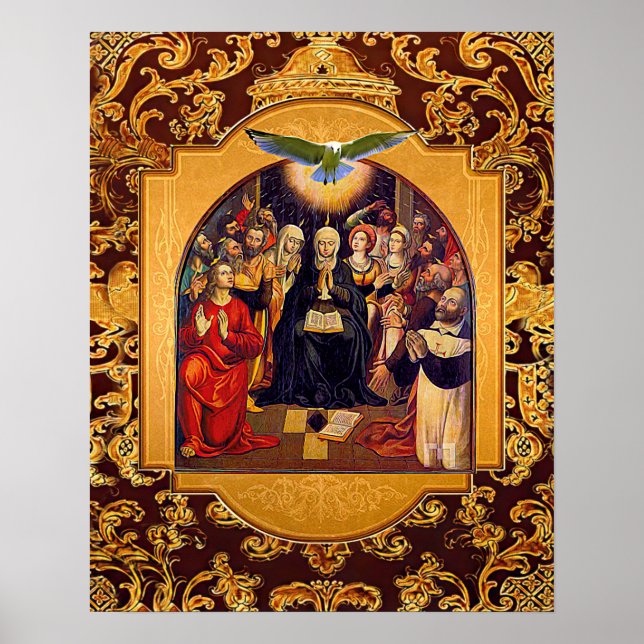 Heliga Spirit Pentecost Virgin Mary och Apostles Poster (Framsidan)