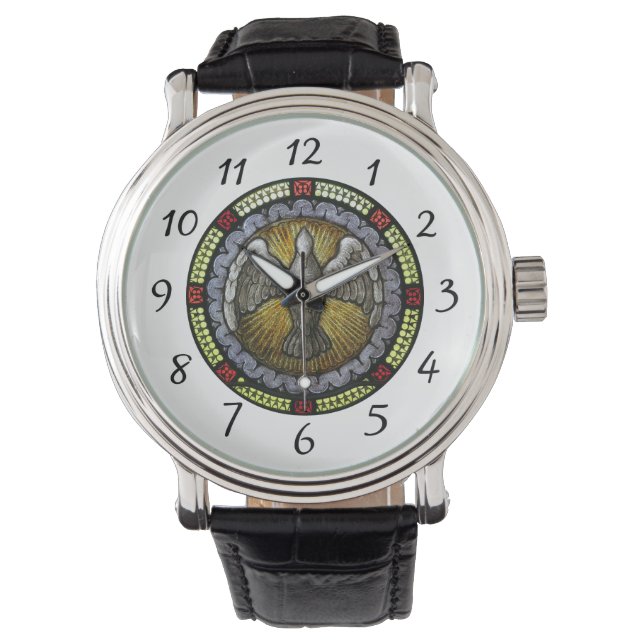 Heliga Spirit Stached Glass Confirmation RCIA Armbandsur (Framsida)