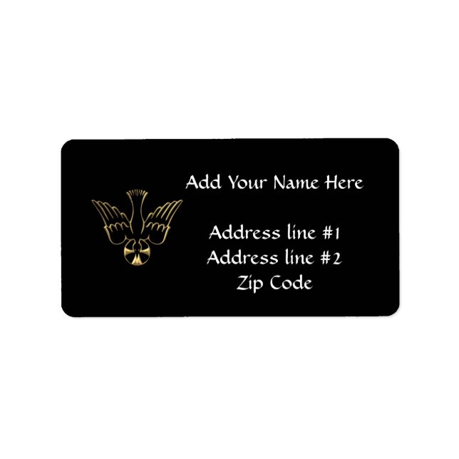 Heliga Spirit-symbolens gyllene decent Adressetikett (Framsidan)