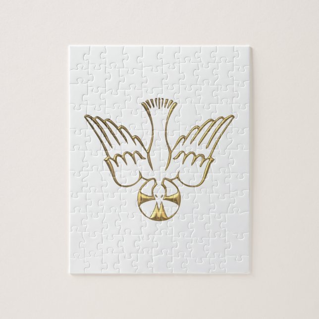 Heliga Spirit-symbolens gyllene decent Pussel (Vertikal)