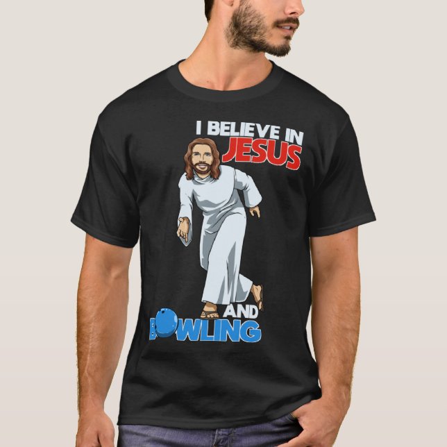 Heliga Strejka Bowling Jesus T Shirt (Framsida)