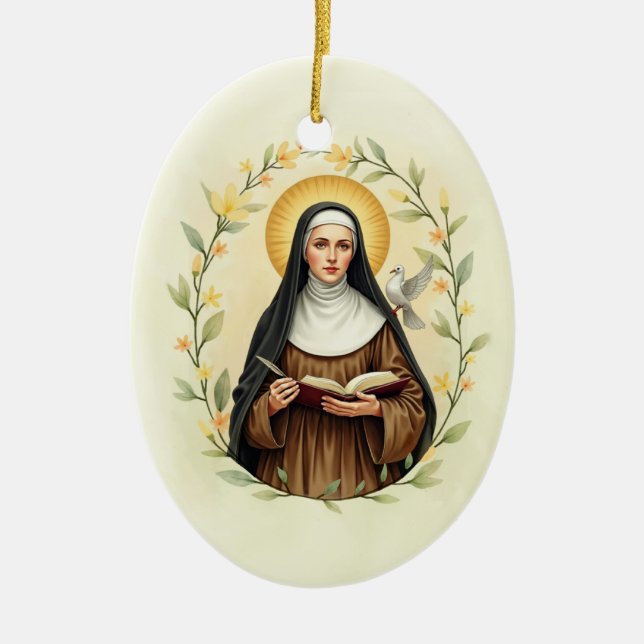 Heliga Teresa av Avila Guds frid och välsignelse Julgransprydnad Keramik (Framsidan)