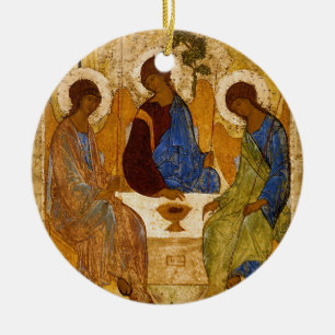 Heliga Trinity Icon Rublev Byzantine Catholic Gift Julgransprydnad Keramik