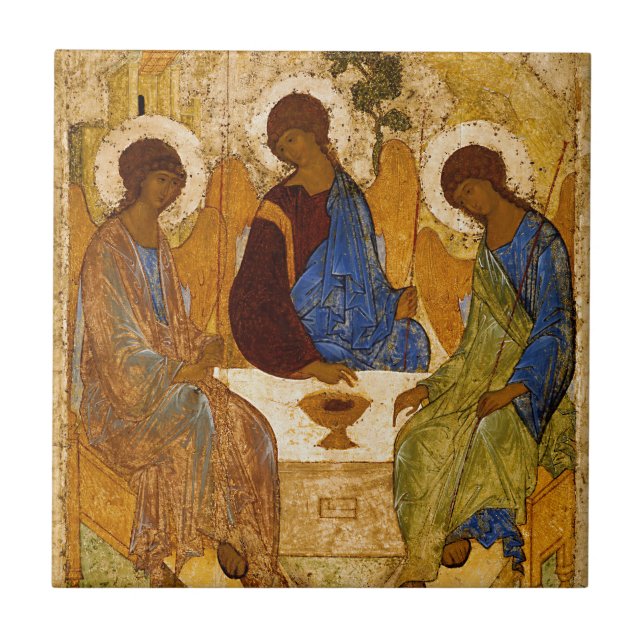 Heliga Trinity Icon Rublev Byzantine Catholic Gift Kakelplatta (Framsidan)