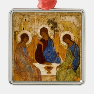 Heliga Trinity Icon Rublev Byzantine Julgransprydnad Metall