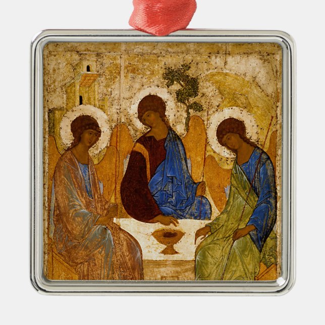 Heliga Trinity Icon Rublev Byzantine Julgransprydnad Metall (Framsidan)