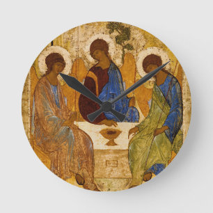 Heliga Trinity Icon Rublev Orthodox Byzantine Rund Klocka