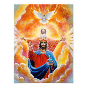 Heliga Trinity in Glory Print - Devotional Artwork Fototryck