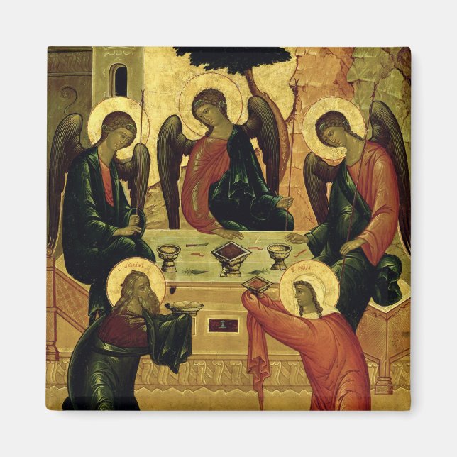 Heliga Trinity, Novgorod School, 1500-talet Magnet (Framsidan)