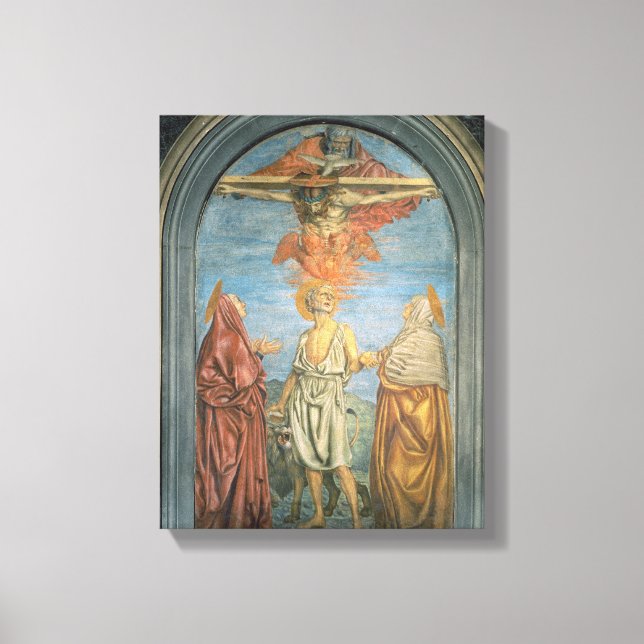 Heliga Trinity with St. Jerome (fresco) Canvastryck (Framsida)