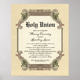 Heliga Union Trellis Bröllop Certificate Poster