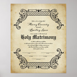 Heliga Union Trellis Bröllop certifikat Poster