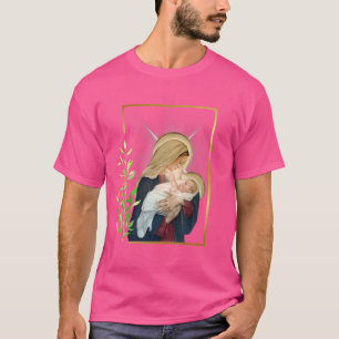Heliga Virgin Mary med Child Jesus Rosary C T Shirt