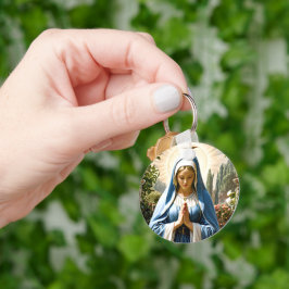 Heliga Virgin Mary Praying vid Garden #2 Nyckelring
