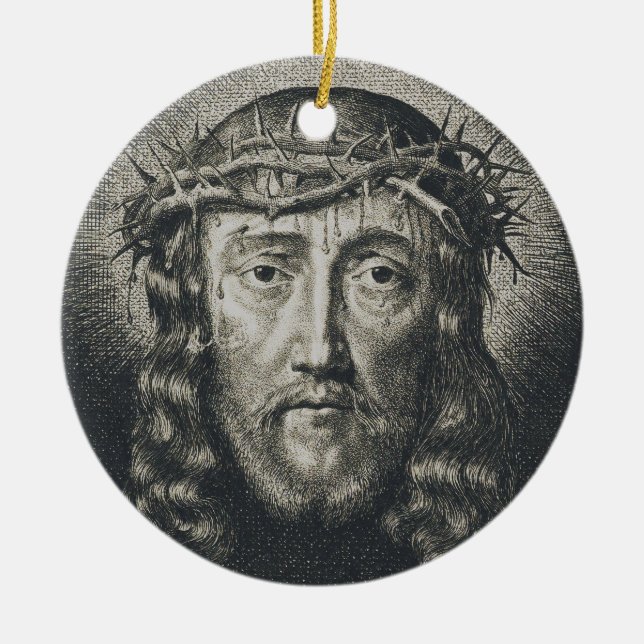 Heligan Ansikte krönte med bröstkorg Julgransprydnad Keramik (Framsidan)