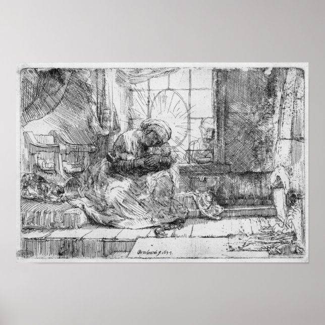 Heligan Family med en katt, 1654 Poster (Framsidan)