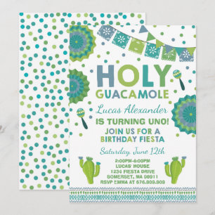 Heligan Guacamole Party för inbjudan till födelsed