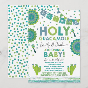 Heligan Guacamole Party i Fiesta Baby Shower Inbjudningar