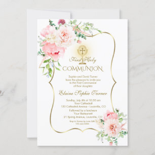 Heligan Luxury Vår Blommigt Guld Inbjudningar