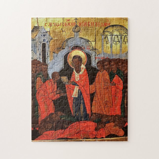 Heligan Martyrs Burned i Nicomedia Icon Pussel (Vertikal)