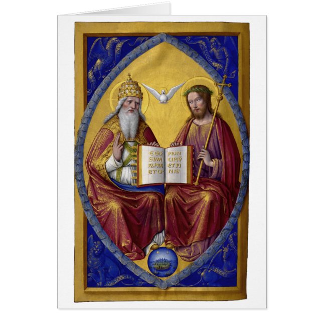 Heligan Trinity av Jean Bourdichon circa 1508 Hälsningskort (Framsidan)