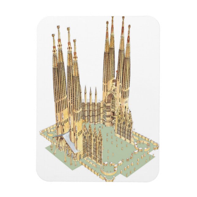 Heligans familj Antonio Gaudi. Barcelona Spanien Magnet (Vertikal)
