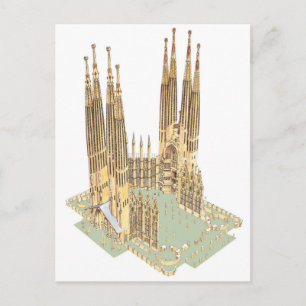 Heligans familj Antonio Gaudi. Barcelona Spanien Vykort