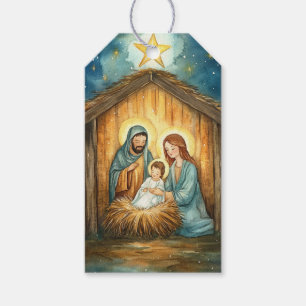 Heligans familj i Manger, julstjärnornas glöd Presentetikett