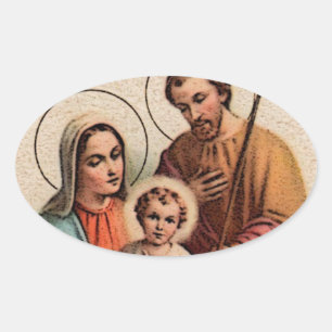 Heligans familj - Jesus, Mary och Joseph Ovalt Klistermärke