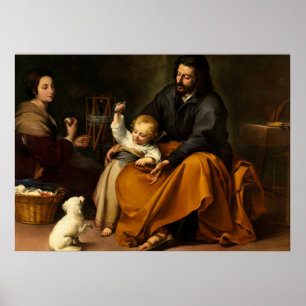 Heligans familj med en liten fågel av Murillo Poster