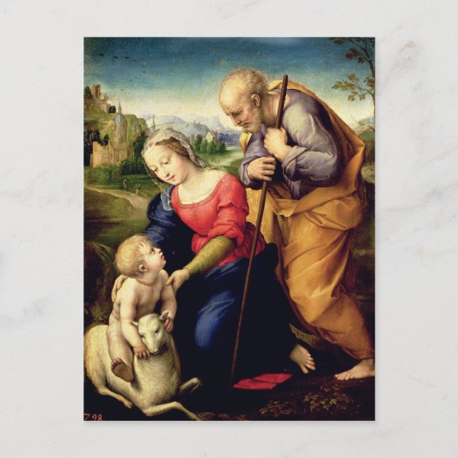 Heligans familj med lamm, 1507 vykort (Framsida)