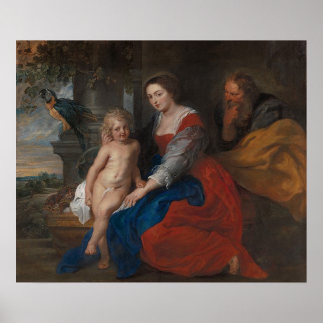 Heligans familj med papegojan poster (Framsidan)