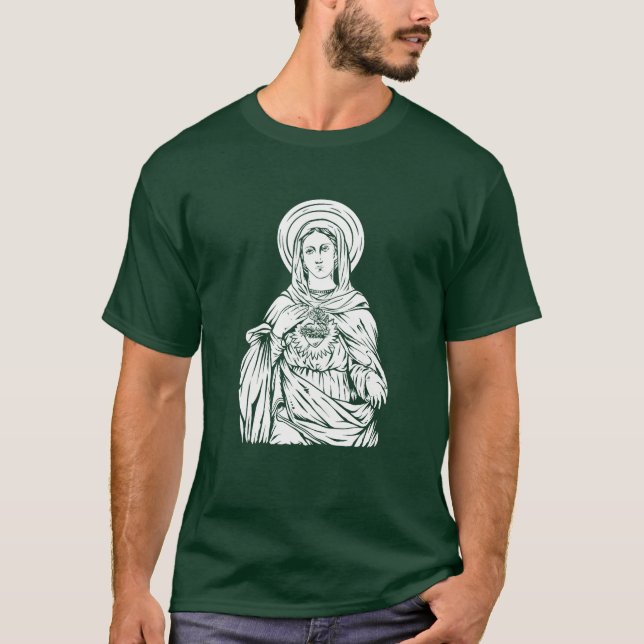 Heligans jungfru Kristian mor från Jesus Kristus T Shirt (Framsida)