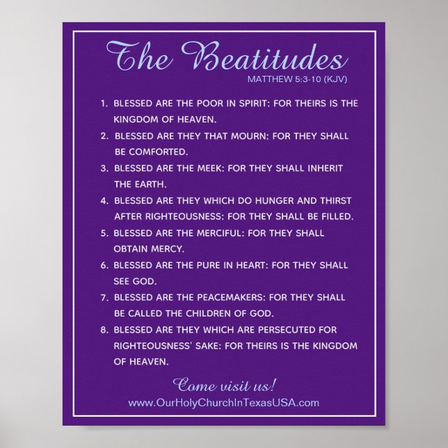 Heligans skriptmatchning 5:3 till 5:10 Beatitudes Poster (Framsidan)