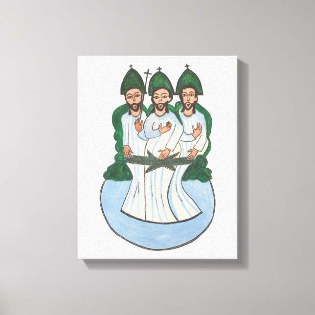 Heligans trefaldiga Vintage folkart-målning Canvastryck (Framsida)