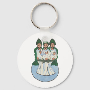 Heligans trefaldiga Vintage folkart-målning Nyckelring