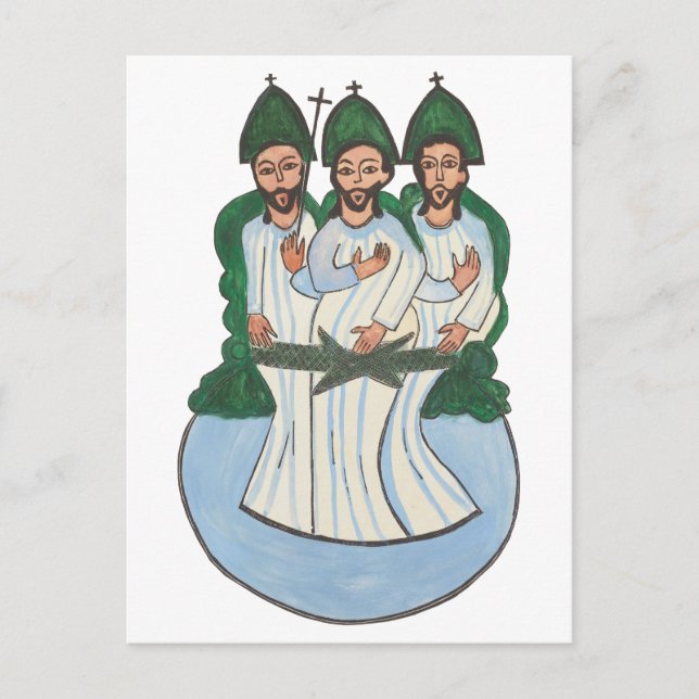 Heligans trefaldiga Vintage folkart-målning Vykort (Framsida)