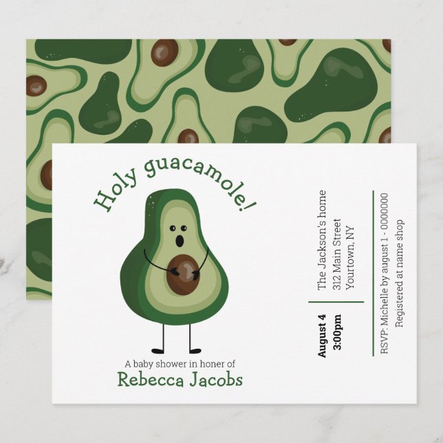 Helige guacamole! Bebisdusch-inbjudan Inbjudningar (Fram/baksida)