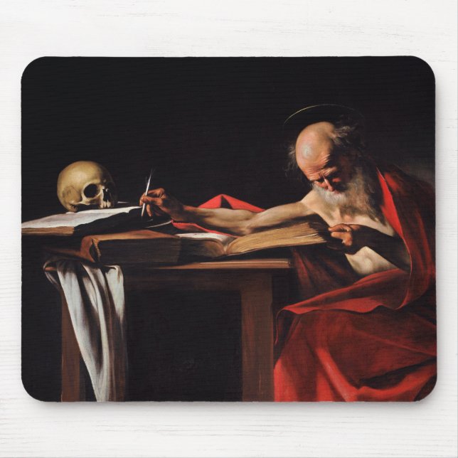 Helige Hieronymus skriver (av Caravaggio) Musmatta (Framsidan)
