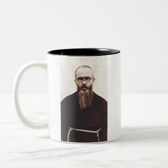 Helige Maximilian Kolbe Barmhärtighetens martyr Två-Tonad Mugg (Vänster)
