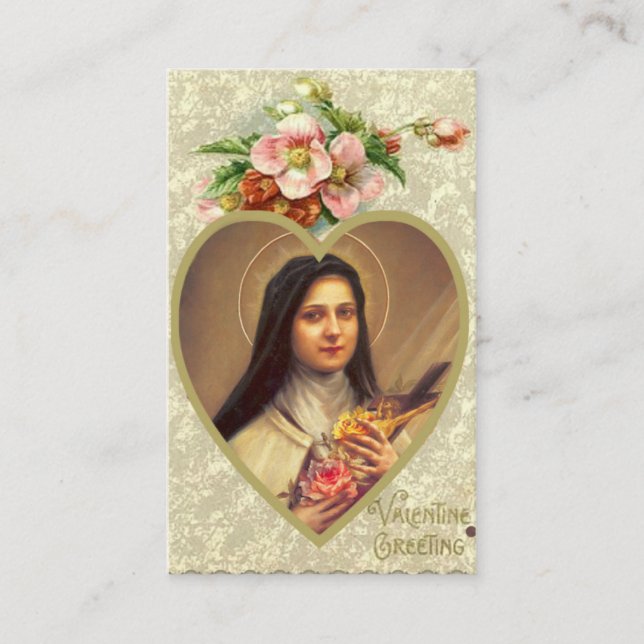 Heligt kort för valentines daybön med St. Therese (Framsida)