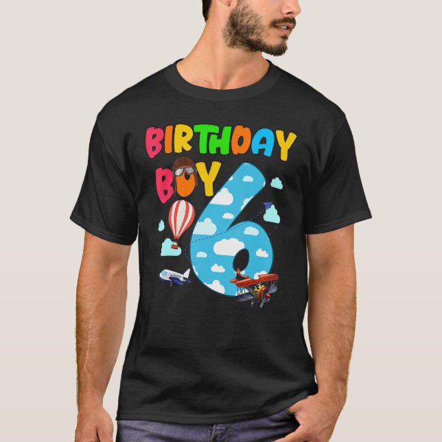 Helikopter 6e Birthday Boy Airflight Flygplan Pilo T Shirt (Framsida)