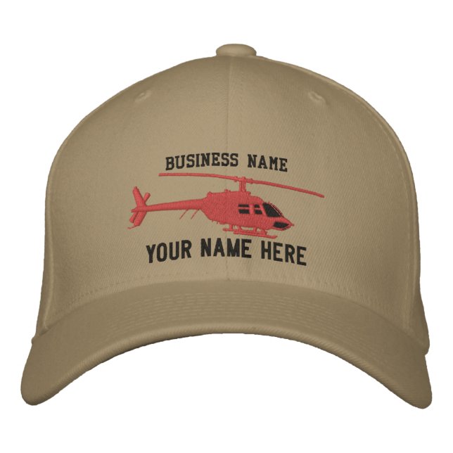 Helikopter Chopper Silhouette anpassar detta Broderad Keps (Framsida)