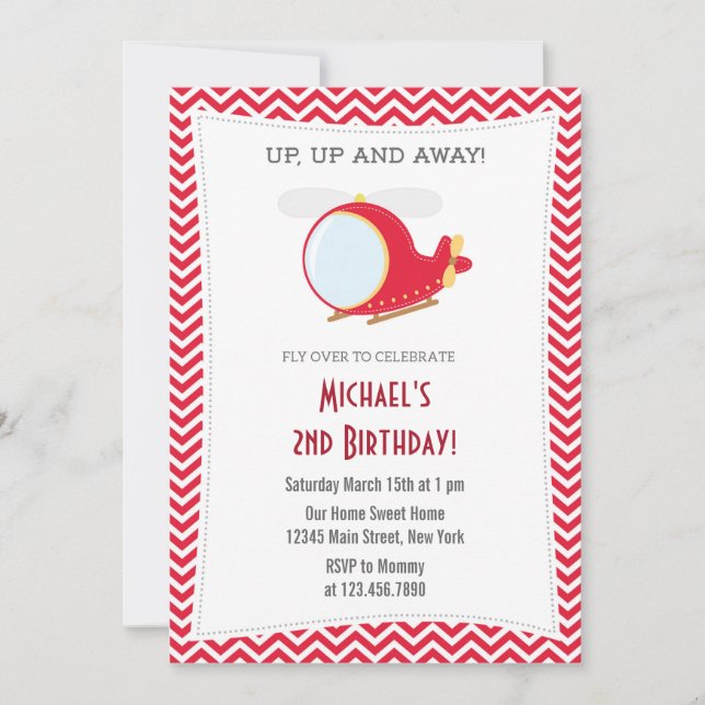 Helikopter Födelsedagsfest inbjudan (Framsida)