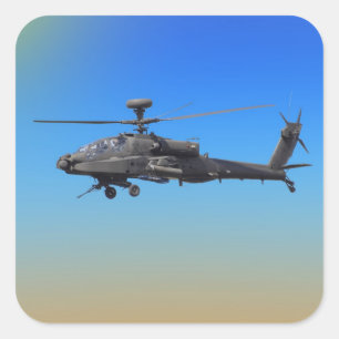Helikopter för AH-64 Apache Fyrkantigt Klistermärke