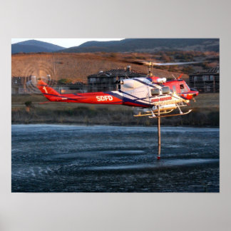 Helikopter för brandavdelningen i San Diego Poster